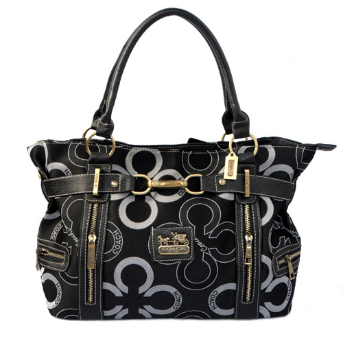 Coach Poppy C Signature Large Black Satchels EKG - Click Image to Close